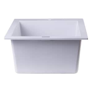 Drop-In Granite Composite 16.13 in. 1-Hole Single Bowl Kitchen Sink in White