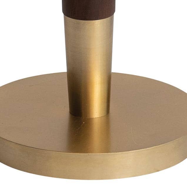 Mid-Century Modern Acacia Wood and Marble Round Accent Table