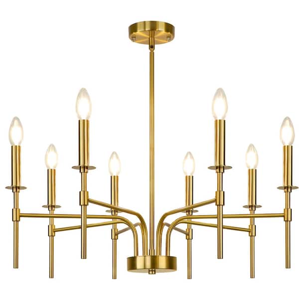 Unbranded 8-Light Modern Gold Farmhouse Classic Candle Chandelier Light Fixture for Dining Room Kitchen Island Living Room