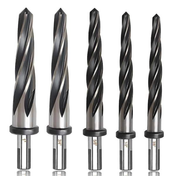 Unbranded 3/8-1 M2 HSS Taper Reamer Drill Bit with 5-Spiral Flutes for Metal Steel Wood Plastic Precision Alignment (5-Pack)