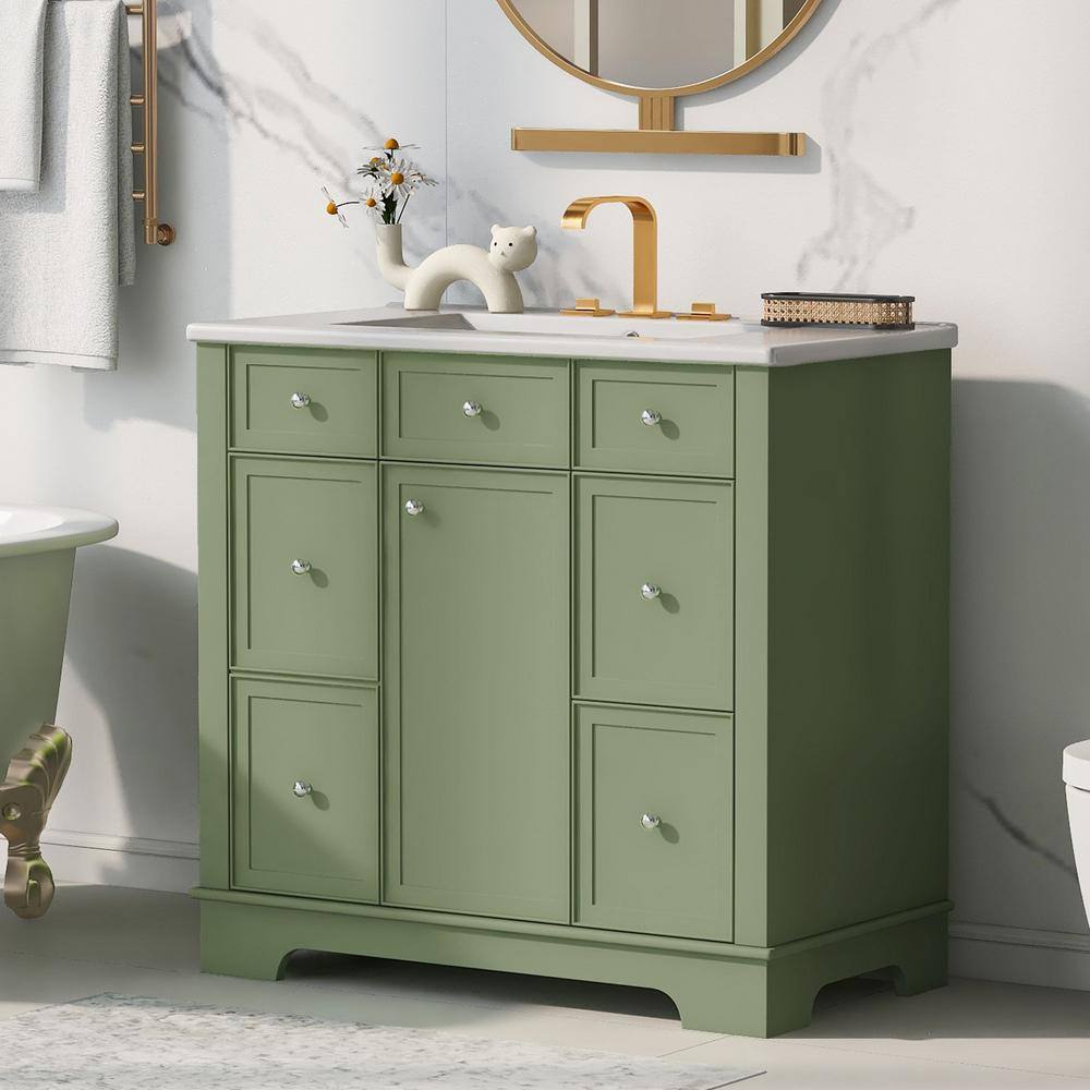36 in. W x 18 in. D x 33.85 in. H Single Sink Freestanding Bath Vanity in G