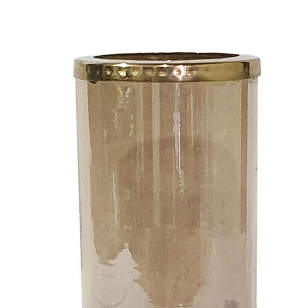 Vintage Acacia Wood Base Glass Hurricane Candle Holder, 11"