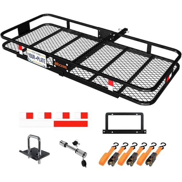 Mockins 500lb Capacity Rustproof Hitch Mount Cargo Carrier 70inx30inx 6in Foldable Extra Strong Arm & Increased Ground Clearance