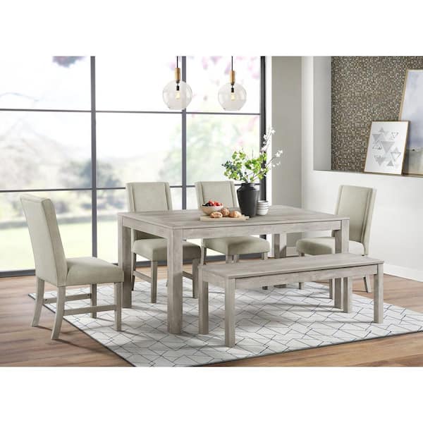 Holmes White Wood Constructed of MDF with Paper Veneer Dining Bench 1