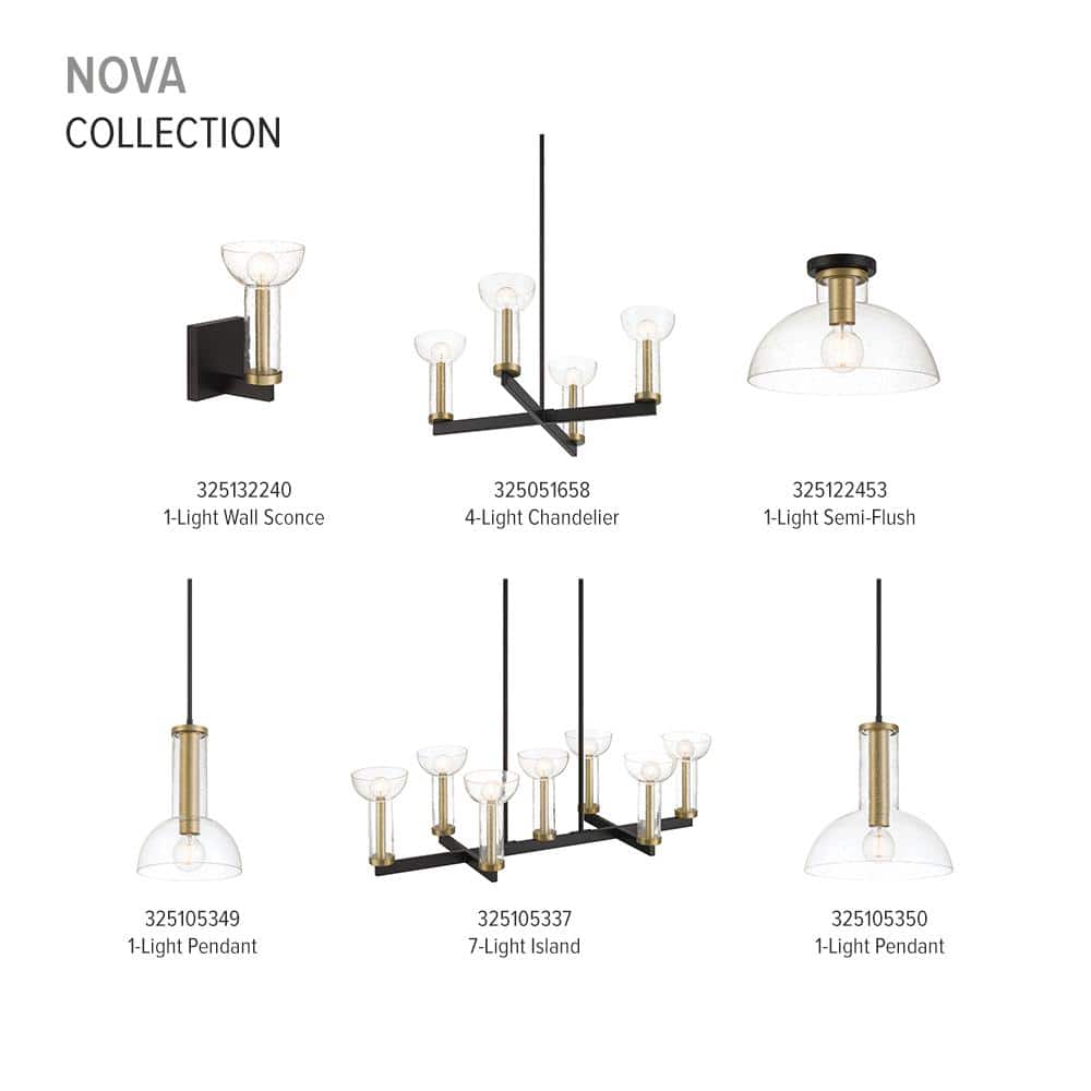 Nova 14-inch Matte Black and Brushed Gold Modern Pendant Light