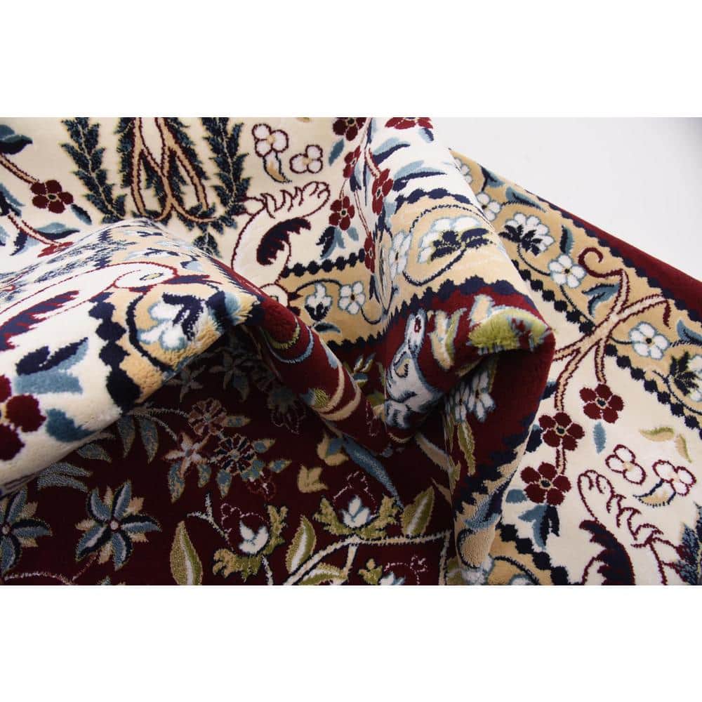 Burgundy Elegance 10' x 13' Stain-Resistant Synthetic Area Rug