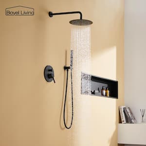 2-Spray Patterns 4 GPM 10 in. Dual Shower Head and Handheld Shower Head with Body Spray in Matte Black