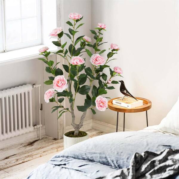 HONEY JOY 1 Pieces 36 in. Artificial Camellia Tree Topiary Fake