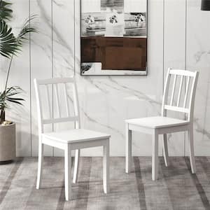 34 in. Height White Solid Wood Side Chair Armless Dining Chair with Rubber Wood Legs Curved Backrest Set of 2