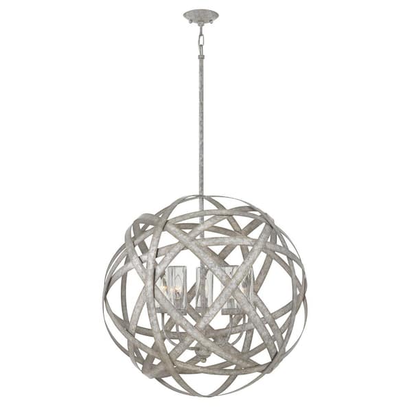 HINKLEY Carson Large 5-Light Weathered Zinz Outdoor Hanging Orb Chandelier
