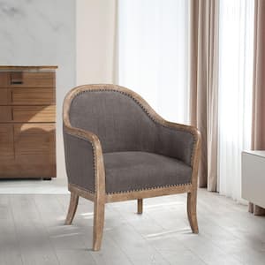 Brown Fabric Accent Chair with Nail Head Trim