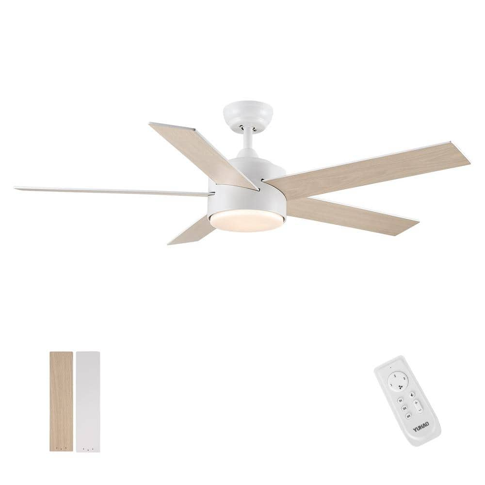 YUHAO 52 in. Integrated LED Indoor Matte White Ceiling Fan with Remote  Control and Double Finish DAC1084WH52 - The Home Depot