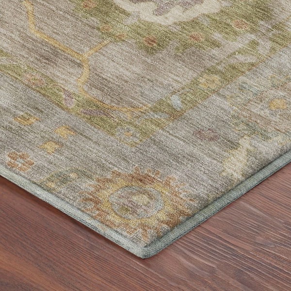 Mayfield Premium Machine Washable Abstract AMF2229 Khaki 10 ft. x 14 ft. Area Rug