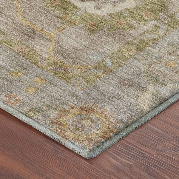 Mayfield Premium Machine Washable Abstract AMF2229 Khaki 2 ft. x 7 ft. Runner Rug