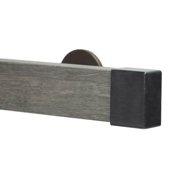 Art Decor Kontur Wood 60 in. Non-Adjustable Single Traverse Window Curtain Rod Set in Cassis with Graphite Endcap