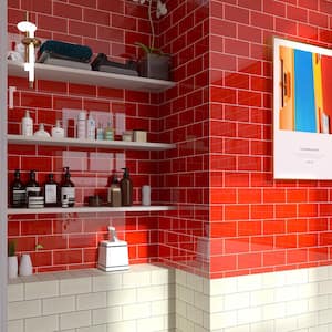 Crystile Ruby Red 3 in. X 6 in. Glossy Glass Subway Tile (10 sq. ft./Case)