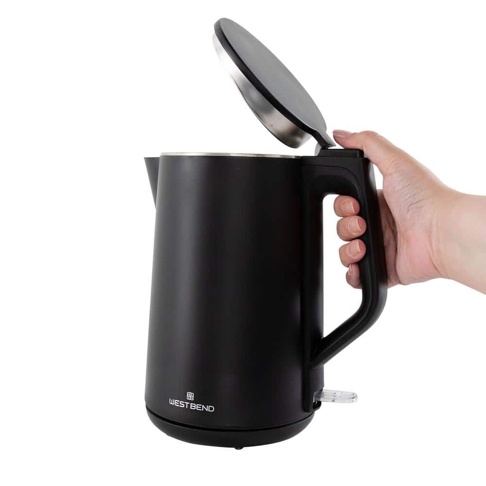 West Bend 1.5 Liter Black Stainless Steel Electric Kettle