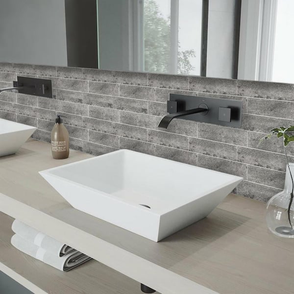Grey Stone Subway 10.83 in. x 11.81 in. SPC Peel and Stick Backsplash Tile (0.9 sq. ft./pack)