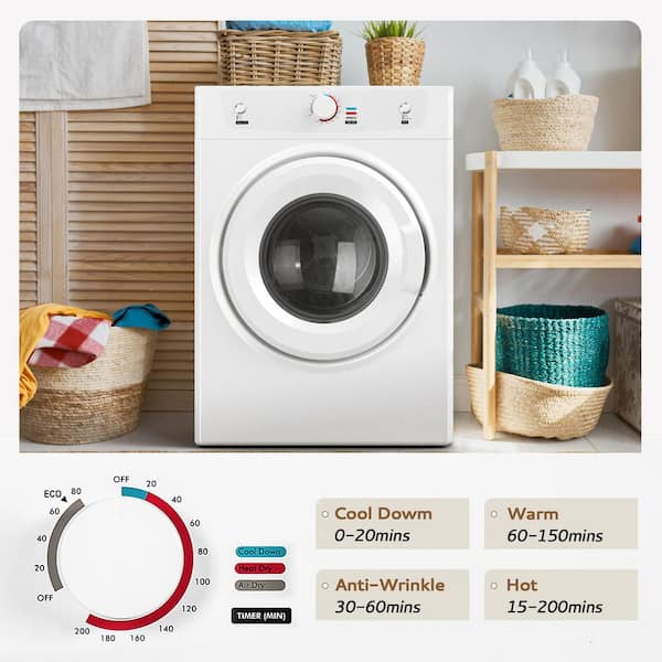 3.5 cu. ft. Vented Front Load Stackable Electric Compact Dryer in White with 26.4 lbs. Capacity and ECO Mode