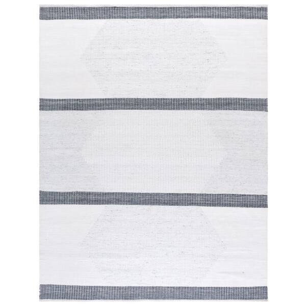 Kilim 8 ft. x 10 ft. Dark Gray/Ivory Tribal Area Rug