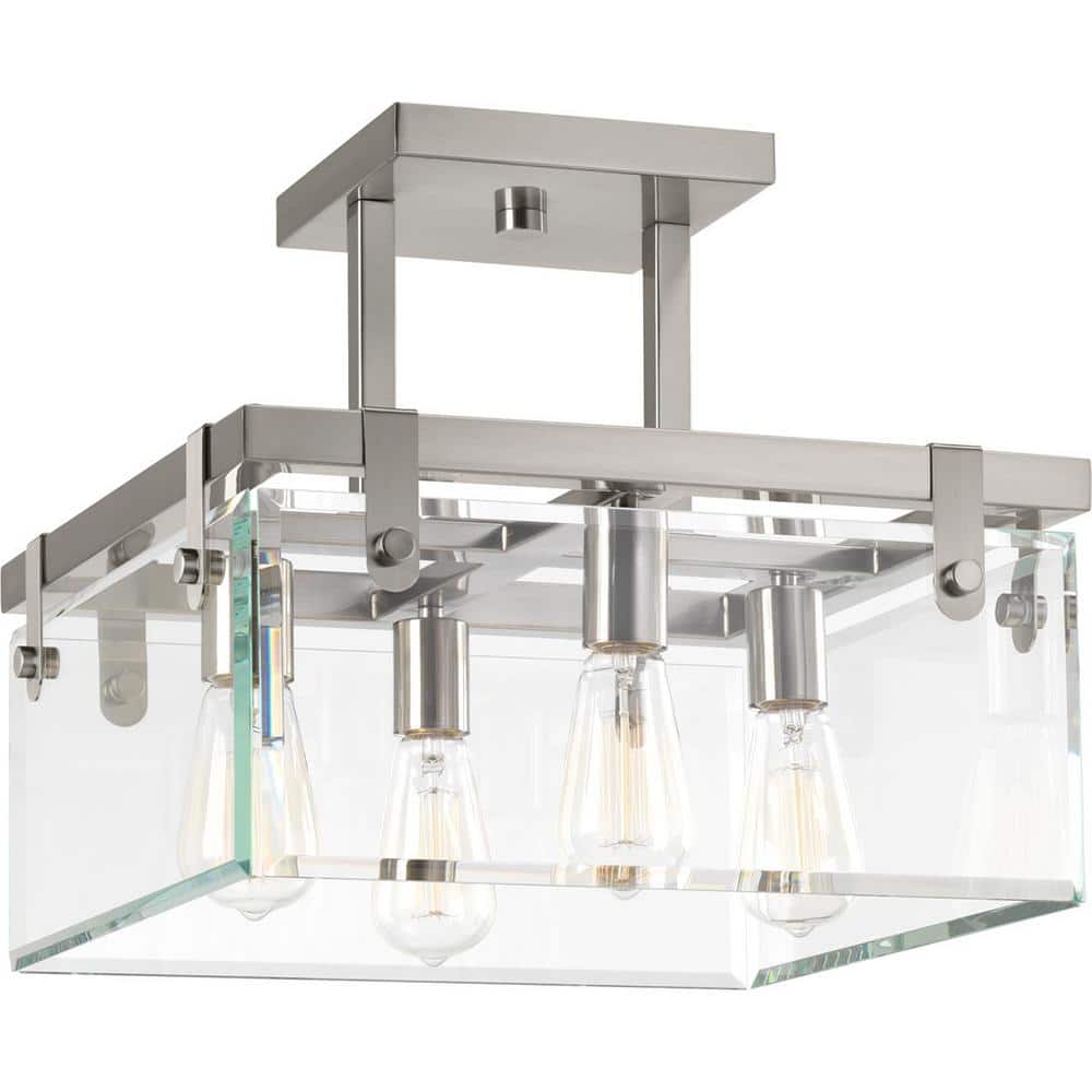 Modern Glayse 16.75" Brushed Nickel Beveled Glass Light Fixture