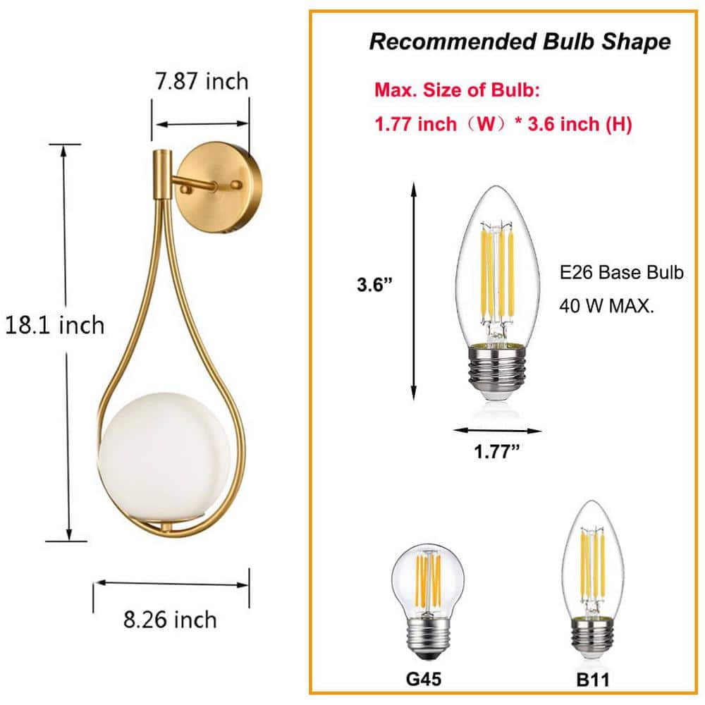 Opal Brushed Brass Dimmable Vanity Sconce Set