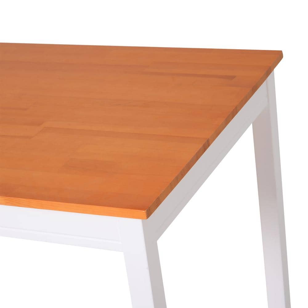 5-Piece Light Wood and White Pine Dining Set with Ladderback Chairs