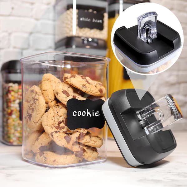 3pc Canister Sets for Kitchen Counter + Labels & Marker - Glass Cookie Jars  with Airtight Lids - Food Storage Containers with Lids Airtight for Pantry