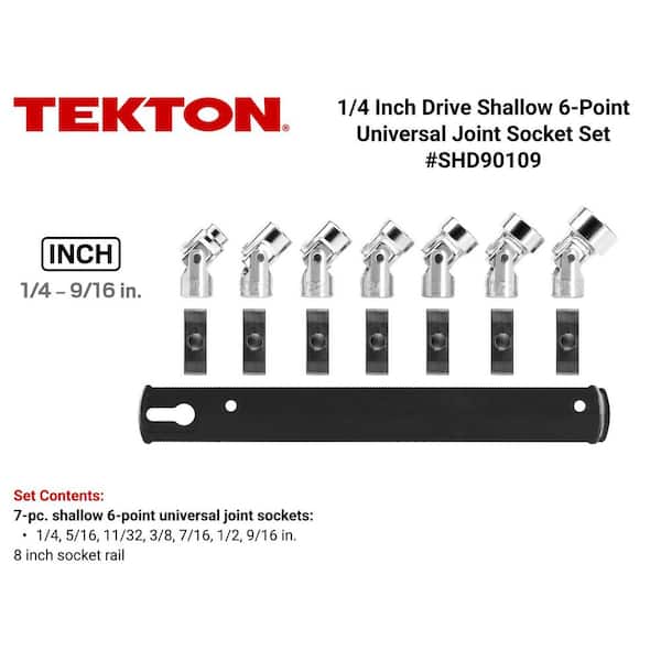 TEKTON 1/4 in. Drive Universal Joint Socket Set (7-Piece) SHD90109