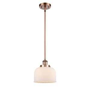 Bell 60-Watt 1 Light Antique Copper Shaded Mini Pendant Light with Frosted Glass Shade