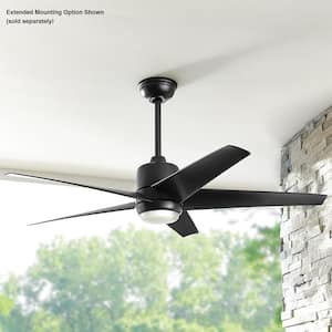 Mena 54 in. White Color Changing Integrated LED Indoor/Outdoor Matte Black Ceiling Fan with Light Kit and Remote Control