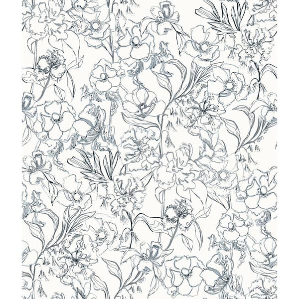 NuWallpaper Blue May Bloom Vinyl Peel and Stick Wallpaper
