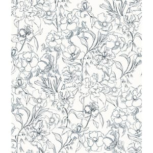 Blue May Bloom Vinyl Peel and Stick Wallpaper Sample