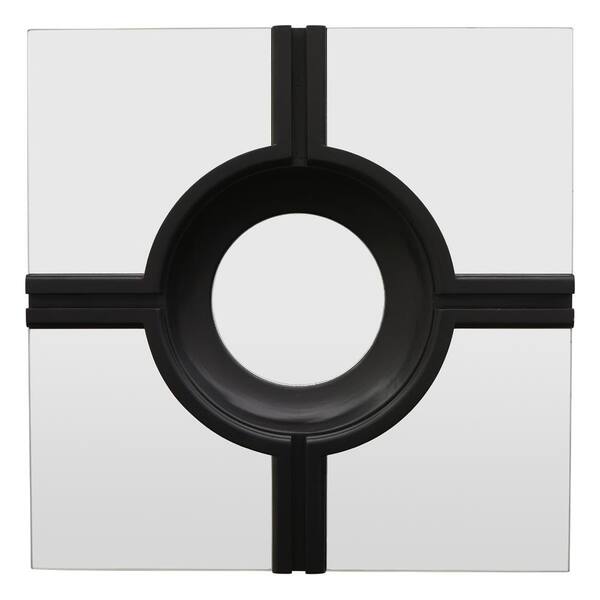 THREE HANDS 24 in. Wall Mirror in Shiny Black