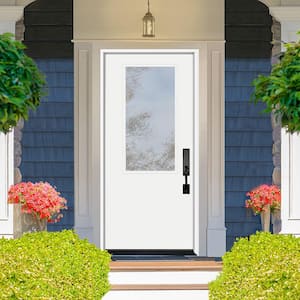 Legacy 32 in. x 80 in. LHIS 2/3 Clear Glass White Primed Fiberglass Prehung Front Door