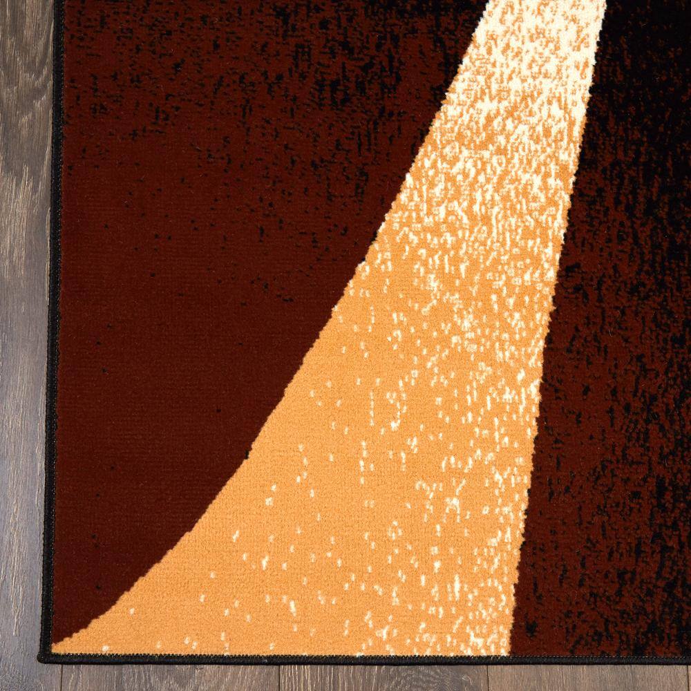 Ebony and Brown Geometric Abstract Runner Rug