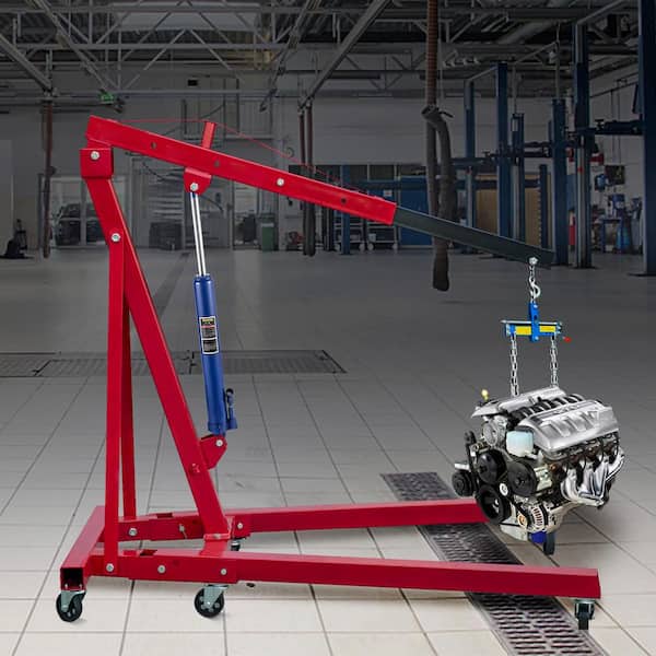 8-Tons (17,363 lbs.) Blue Hydraulic Long Ram Jack Manual Cherry Picker with Single Piston Pump, Clevis Base and Handle