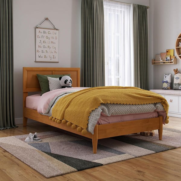 AFI Sophia Light Toffee Natural Bronze Solid Wood Frame Twin Low Profile Platform Bed