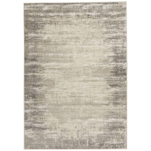Nourison Cyrus Ivory/Grey 5 ft. x 7 ft. Abstract Contemporary Area Rug
