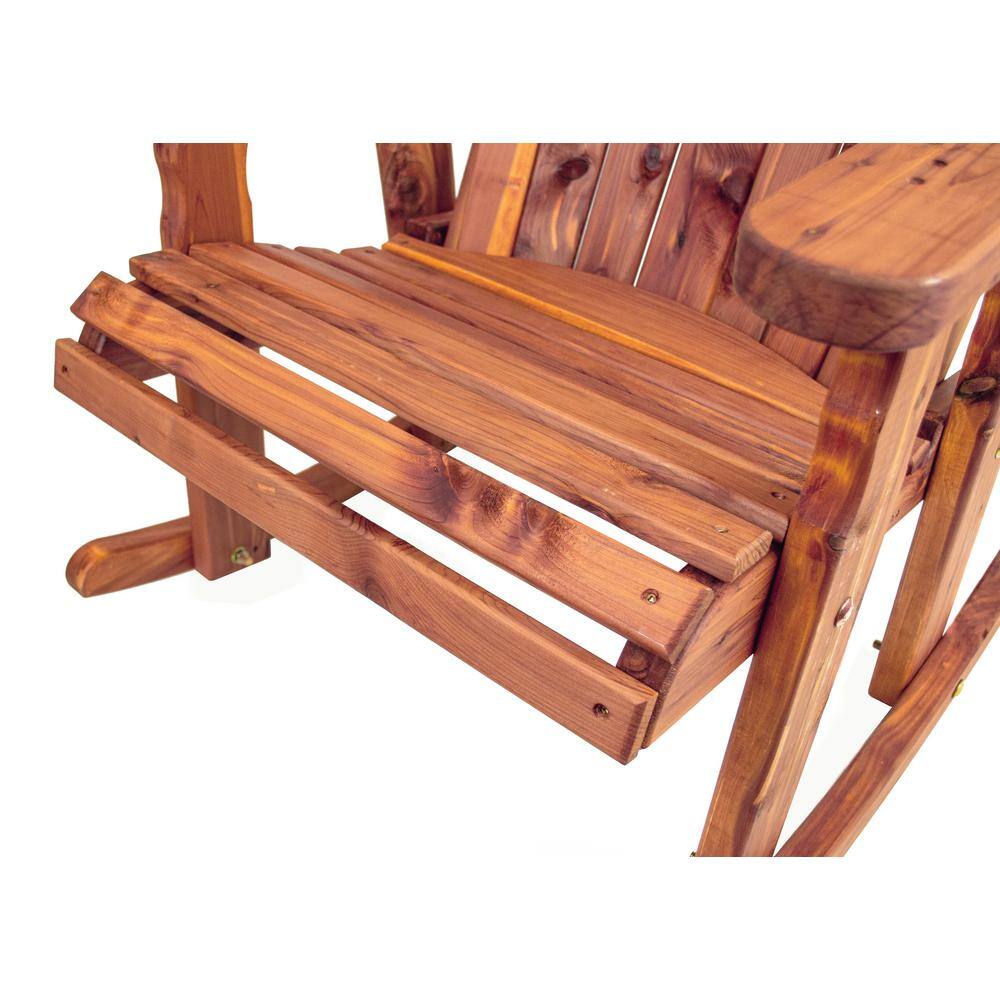 Natural Cedar Adirondack Rocking Chair with Armrests