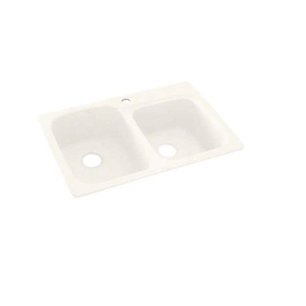 Swan Dual-Mount Solid Surface 33 in. x 22 in. 1-Hole 55/45 Double Bowl Kitchen Sink in Baby's Breath