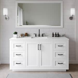 Miranda 66 in. W x 22 in. D x 33.75 in. H Single Bath Vanity in White with Giotto Quartz Top