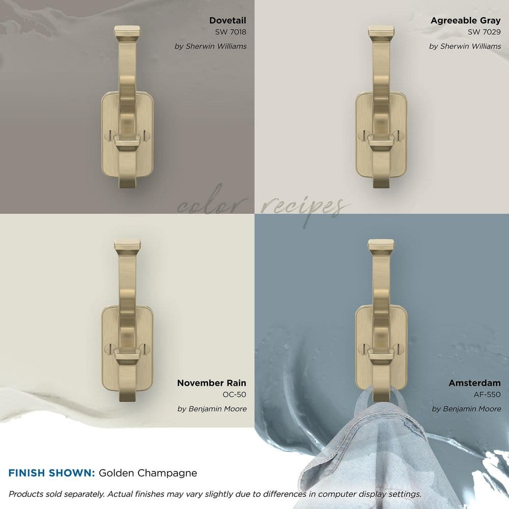 Golden Champagne Double Prong Metal Wall Hook