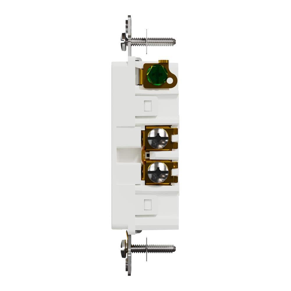 White Tamper Resistant Duplex Decorator Receptacle Outlet with Wall Plate
