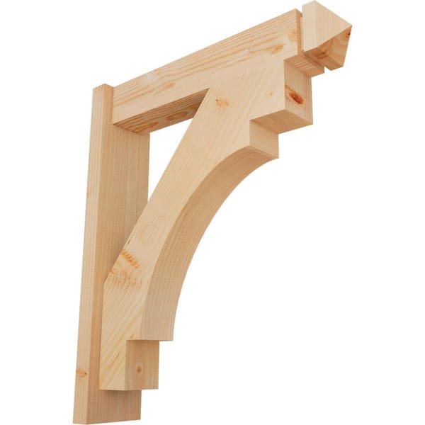 Ekena Millwork 6 in. x 28 in. x 24 in. Douglas Fir Merced Arts and Crafts Smooth Outlooker