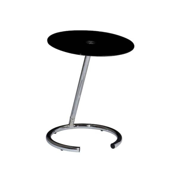 OSP Home Furnishings Yield Chrome and Black Glass Top End Table