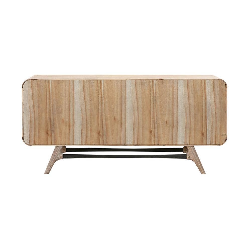 Mid-Century Modern Grey Acacia Wood 3-Drawer Sideboard Buffet