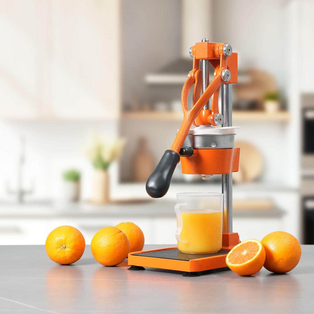 Orange Stainless Steel Manual Citrus Juicer with Ergonomic Handle