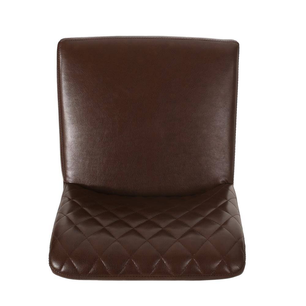 Refined Dark Brown Faux Leather Counter Stools with Diamond Stitch, Set of 2