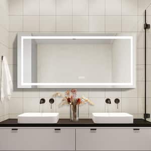 60 in. W x 36 in. H Large Rectangular Frameless Anti-Fog Wall Bathroom Vanity Mirror Front Light in Silver